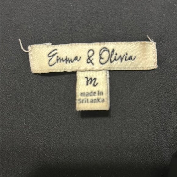 Emma & Olivia Classic Black V-Neck 3/4 Sleeve Blouse, Women’s Medium - Picture 2 of 7